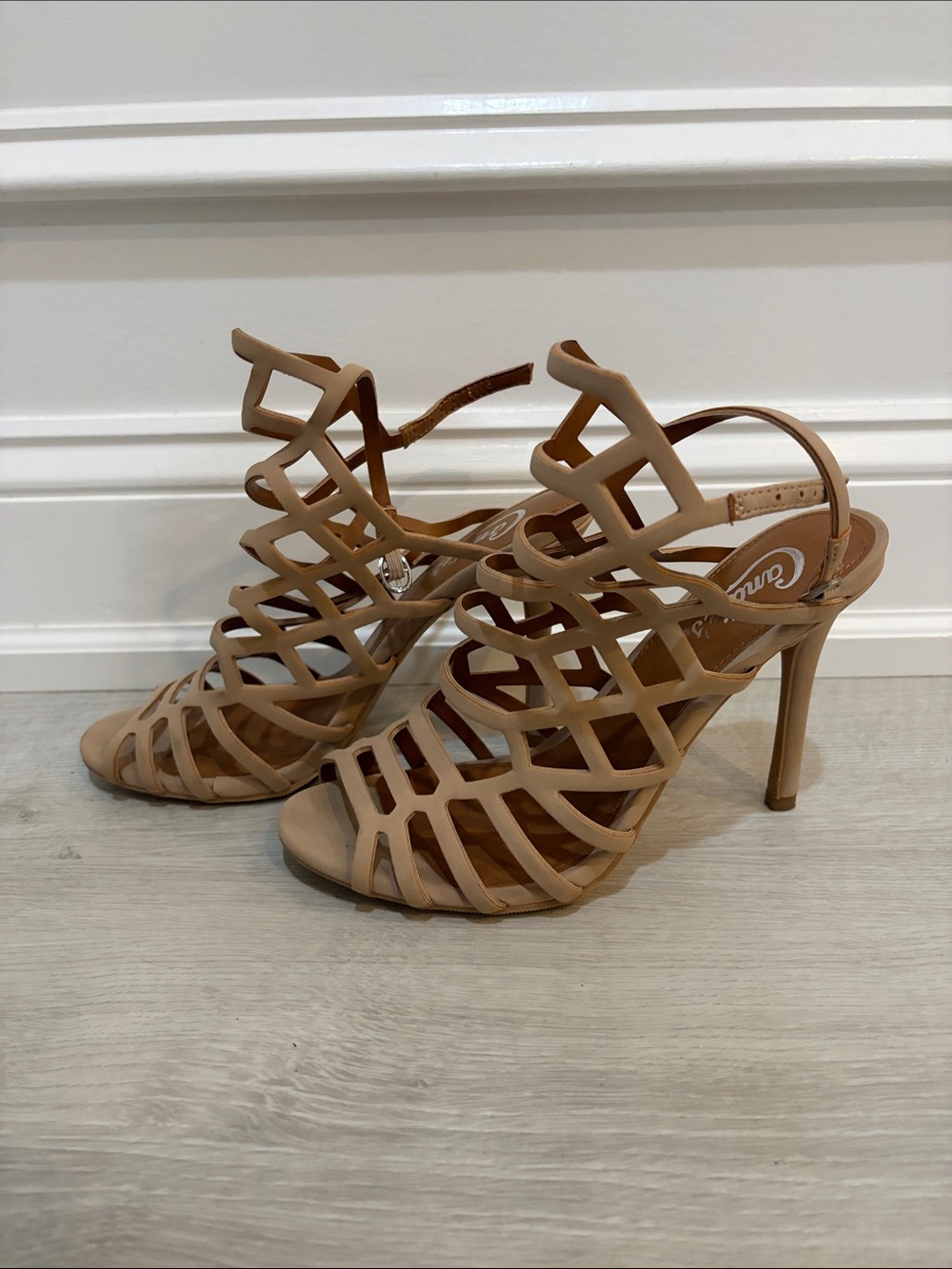 Candie's Tan Strappy High Heel Sandals